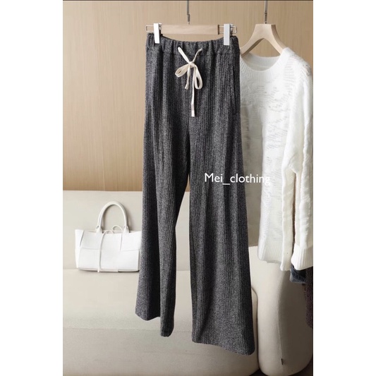 [Ảnh thật/hàng QC] Quần nhung tăm ống rộng Quảng Châu dày dặn, chun bụng dễ mặc