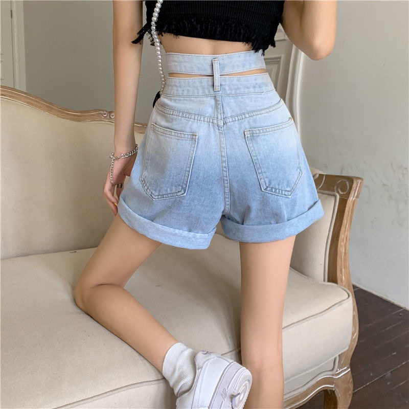 Quần Short Denim Lưng Cao Dáng Rộng Phong Cách Hàn Quốc Thời Trang Mùa Hè Cho Nữ