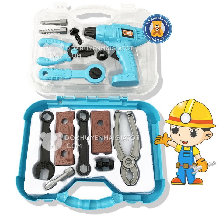 Đồ chơi cho bé nhập vai kỹ sư nhiều dụng cụ sữa chữa đa năng 12 chi tiết cho bé 6647-1 - Đồ khuyến mãi giá tốt