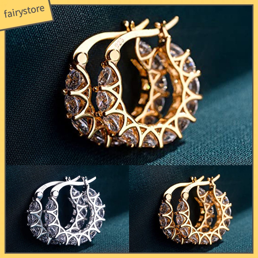 Bông tai hình tròn siêu nhẹ phong cách Pháp thời trang cho nữ