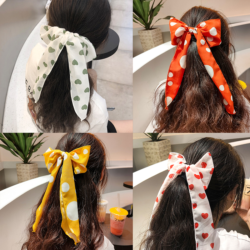 Dây buộc tóc đính nơ vải phong cách Hàn Quốc đáng yêu cho bạn nữ