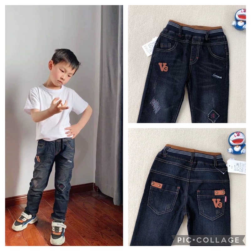 Quần bò bé trai V3 5-10 tuổi  Quần Jean denim mềm 1221