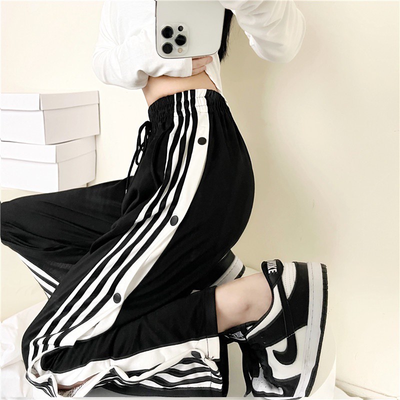 bán như tôm tươi﹉▣✘Quần Thể Thao Ống Rộng Phối Nút Thiết Kế Mới Thời Trang Mùa Hè Theo Phong Cách Hàn Quốc Cho Nữ