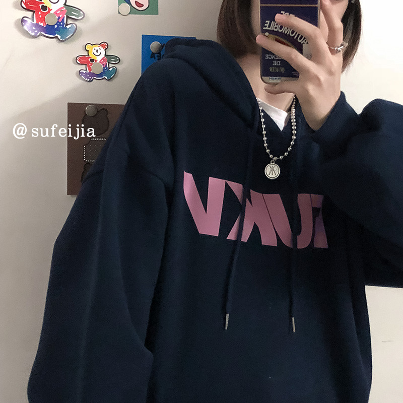 Áo Hoodies Tay Dài Hoạ Tiết Chữ In Phong Cách Ulzzang Hàn Quốc