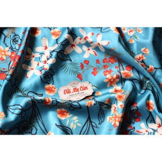 Lụa hoa xanh 65k/m khổ 1.5m