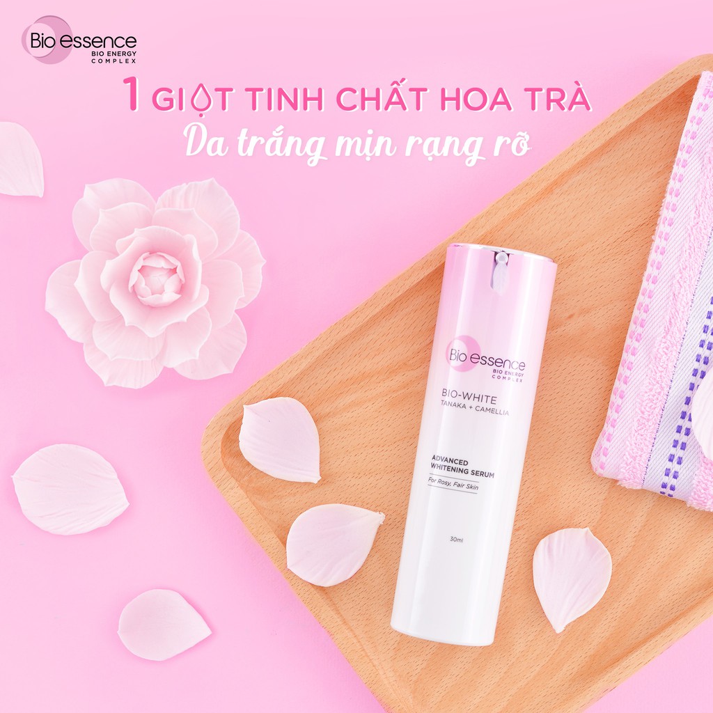 Tinh chất dưỡng trắng chuyên sâu trắng hồng Bio-Essence Bio-White Serum chiết xuất Tanaka &amp; Camellia 30ml