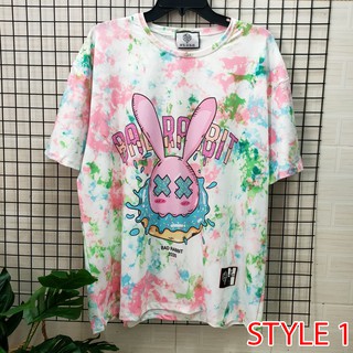 Áo Thun Tay Lỡ Nữ Phông Rộng Loang Màu Hồng Xanh In Họa Tiết  Siêu Cute, Dễ Thương