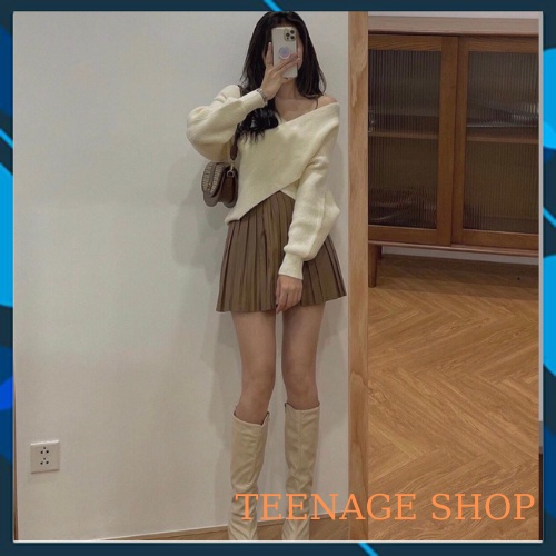 Áo len nữ form rộng tay dài cổ V ulzzang kiểu Hàn Quốc | BigBuy360 - bigbuy360.vn