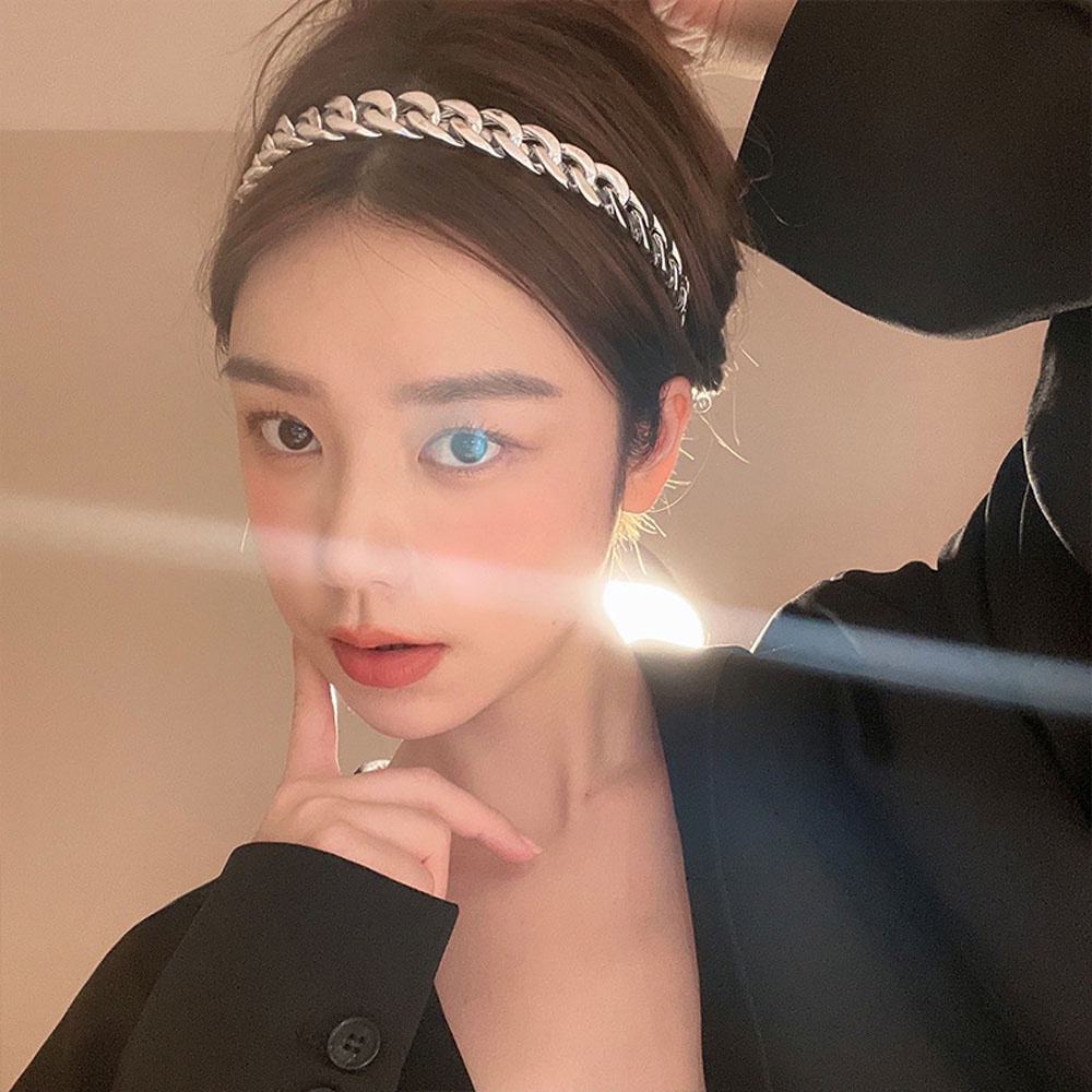 Băng Đô Dây Xích Kim Loại Nhiều Màu Dễ Thương Phong Cách Hàn Quốc Cho Nữ