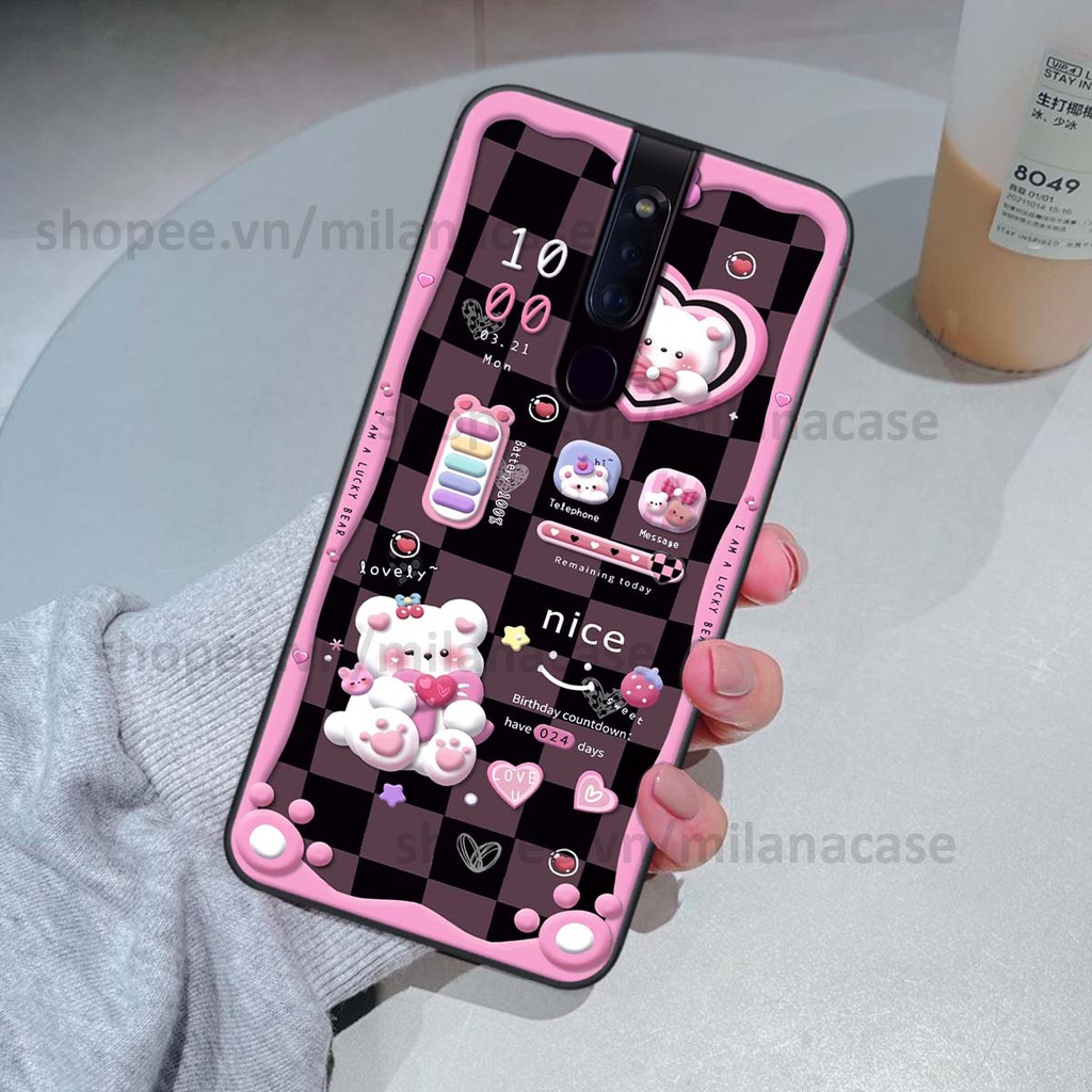 Ốp Oppo F11 / F11 Pro hình đồng hồ icon gấu mèo cute cực dễ thương ngộ nghĩnh