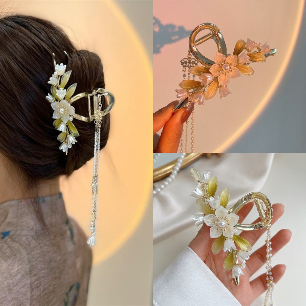 Kẹp Tóc Hình Hoa Màu Xanh Lá Xinh Xắn Thời Trang Mùa Hè Theo Phong Cách Hàn