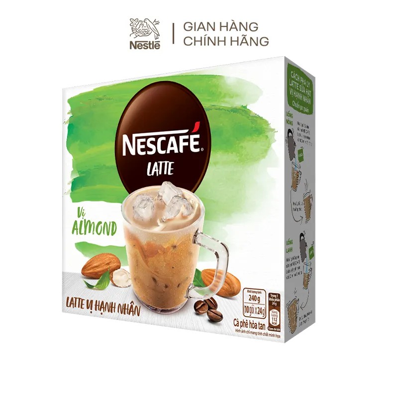 Combo 2 hộp Cà phê sữa hạt NESCAFÉ Latte vị Hạnh Nhân BAO BÌ MỚI (10 gói x 24g) | BigBuy360 - bigbuy360.vn