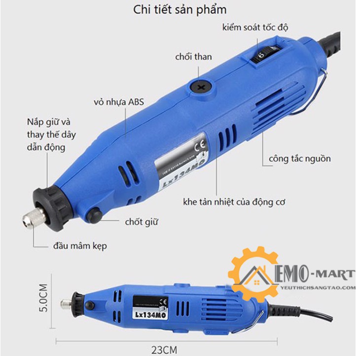 ⚡️𝗕𝗛 𝟭𝟮 𝗧𝗛𝗔́𝗡𝗚⚡️ Máy khoan mài mini đa năng V5 ⚡️ Kèm 2 đầu đá mài, 2 chổi than - Nhựa ABS cao cấp