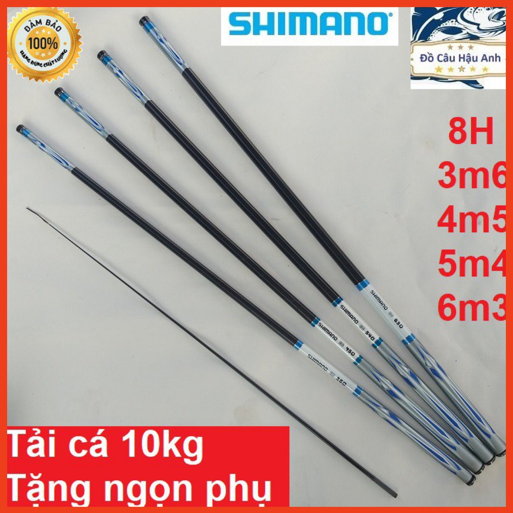 Cần câu tay Shimano 8H 3m6 - 6m3 Tải tĩnh 3kg Tặng kèm ngọn phụ cao cấp ( giá siêu khuyến mại )