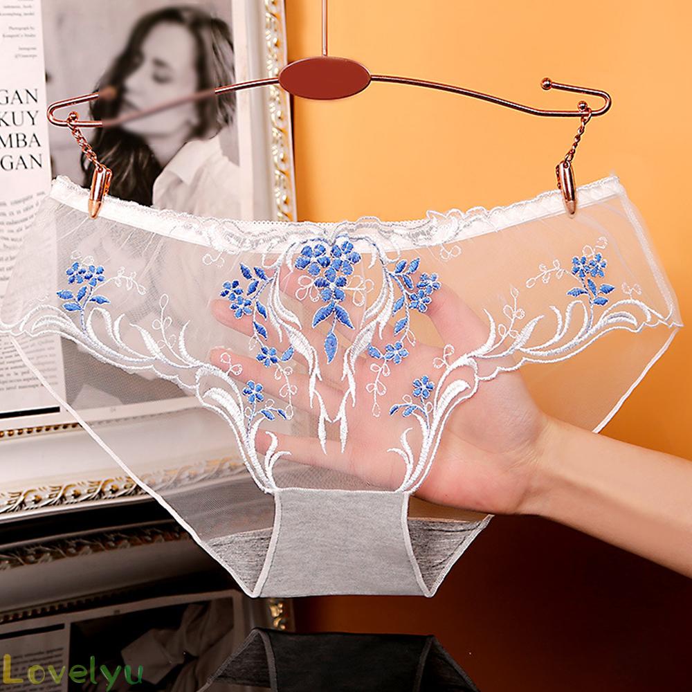 Women Briefs M-XL Polyamide Seamless Comfortable Embroidered Lace Trimmed