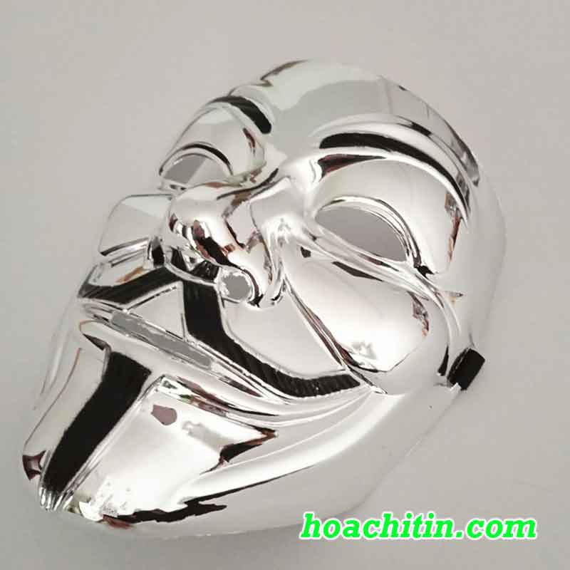 Mặt Nạ Hacker Anonymous bạc bóng Hóa Trang Halloween