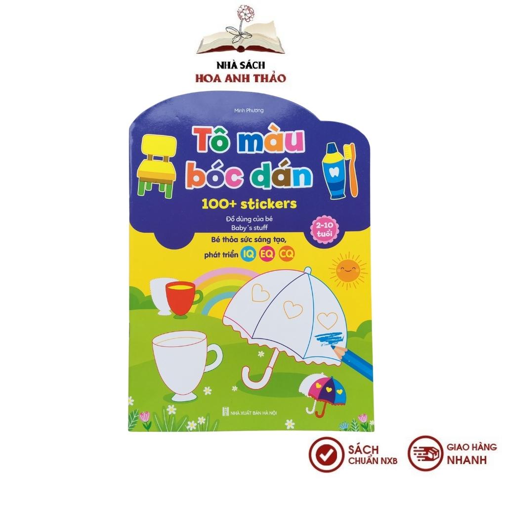 Sách - Bộ Tô Màu Bóc Dán 100+ Stickers , bộ 6 quyển