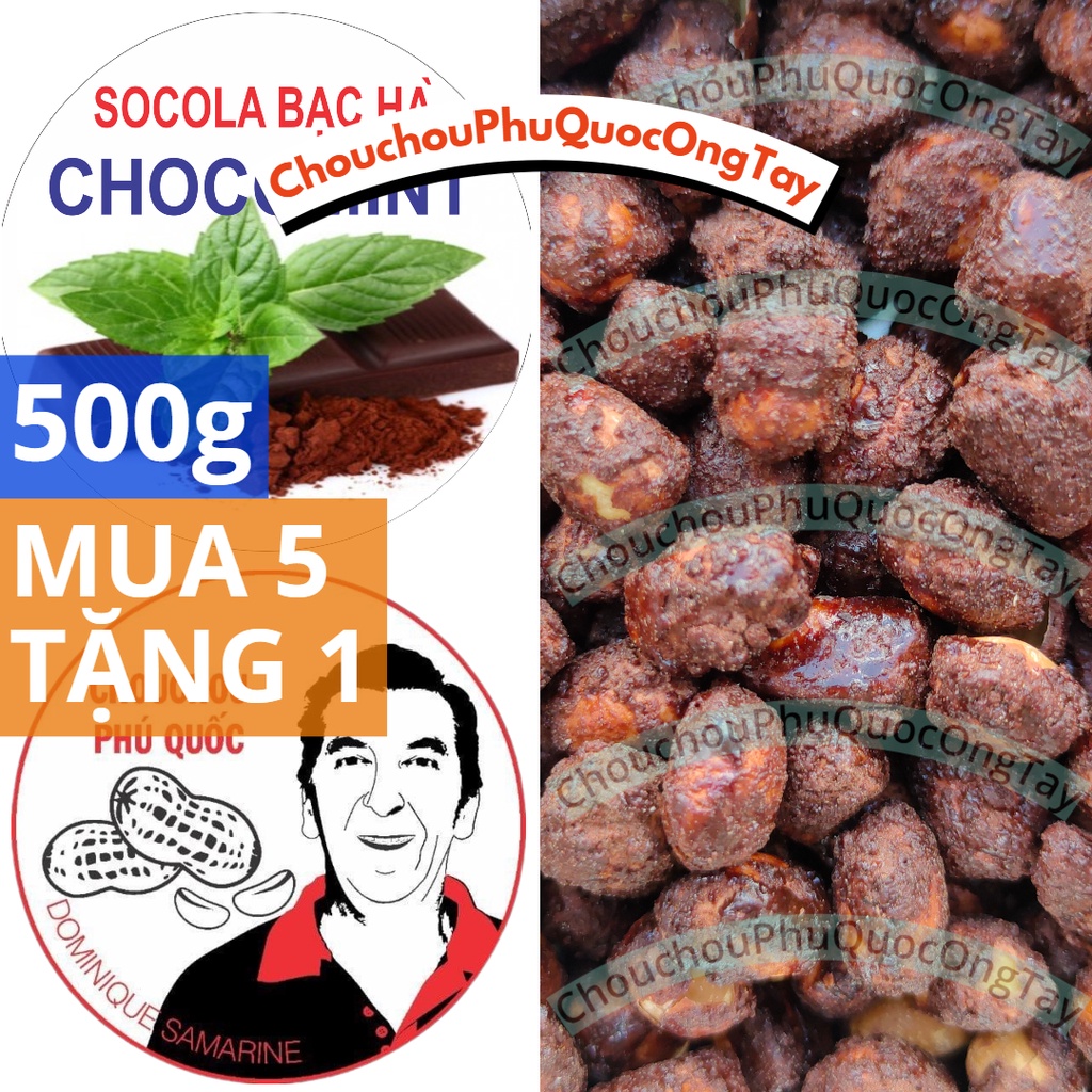 [Hũ 500g]  Đậu phộng socola bạc hà CHOUCHOU PHÚ QUỐC ÔNG TÂY - Đặc sản Phú Quốc | ChouchouPhuQuocOngTay