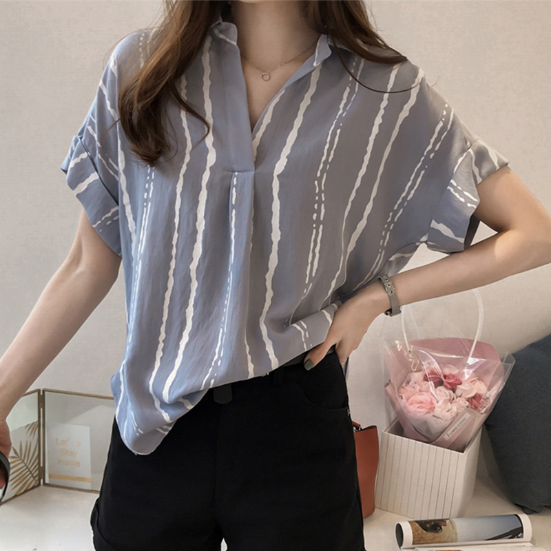 Áo Sơ Mi Nữ Tay Ngắn Kẻ Sọc 4 Kiểu