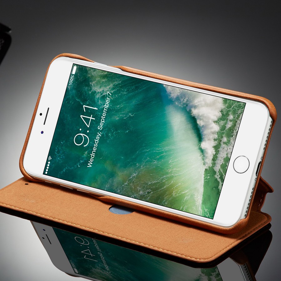 Bao da điện thoại trơn có khóa từ tính bảo vệ toàn diện cho Iphone 7/8/7 Plus/8 Plus | BigBuy360 - bigbuy360.vn