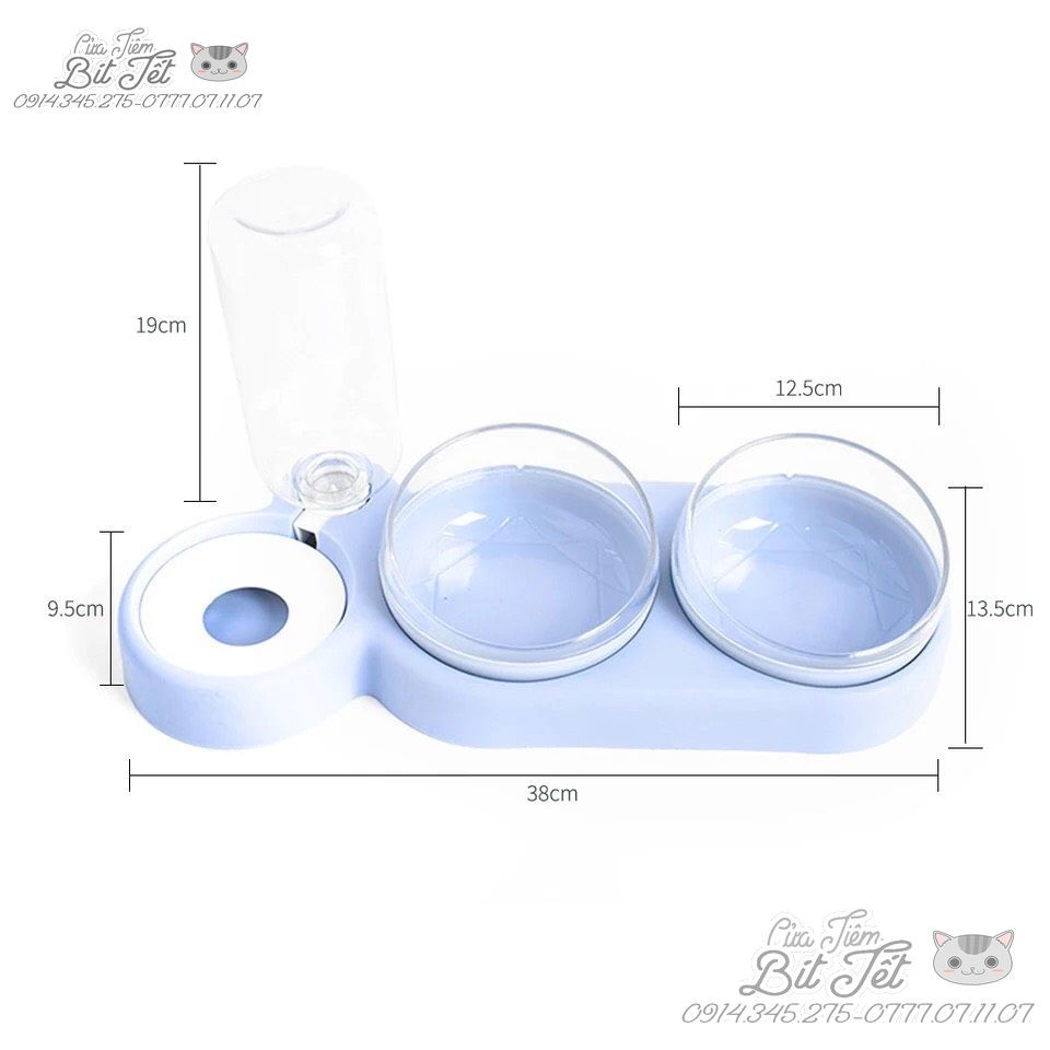 Bát ăn cho chó. Nghiêng 15 l & Xoay 360 độ cùng bình nước tự động. Bảo Vệ Cột Sống - Chống Nghẹn - Sặc