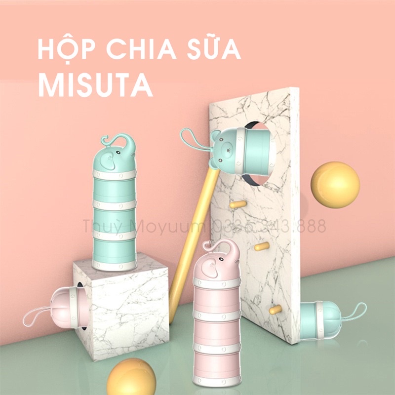 Hộp chia sữa, đồ ăn dặm 3 ngăn MISUTA cho bé