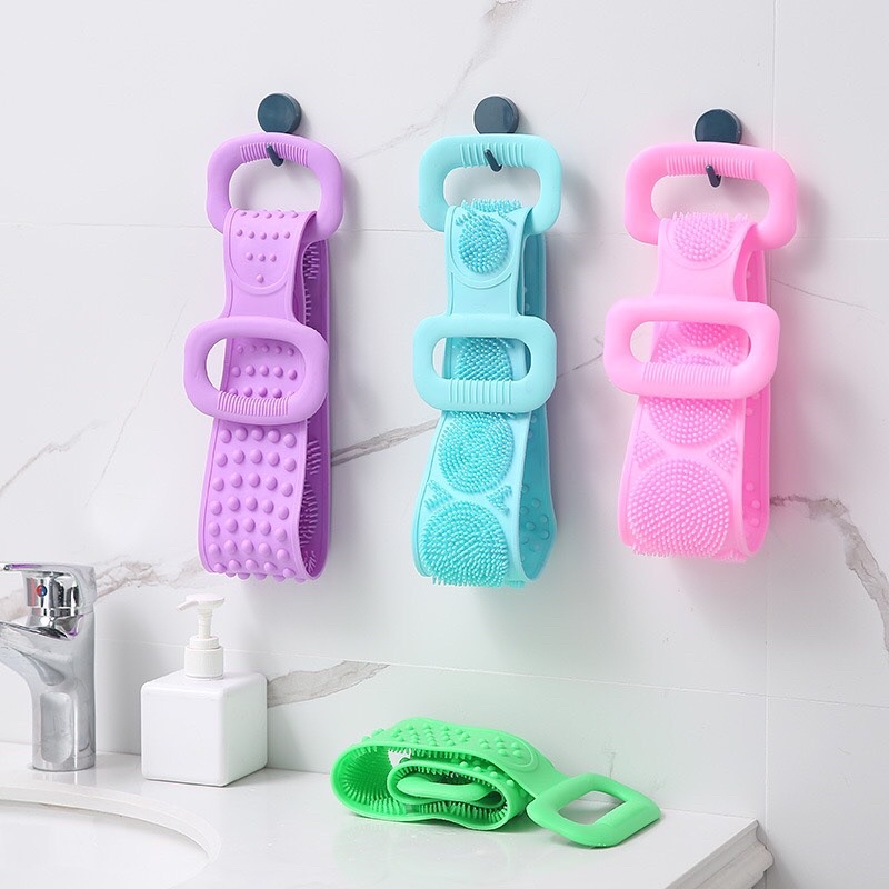 Dây chà lưng massage cơ thể khi tắm 2 mặt có gai bằng silicon