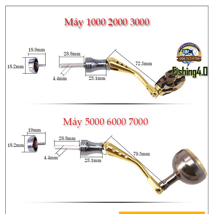 Tay Quay Độ Máy Câu Shimano - Cốt Vuông 4 cạnh