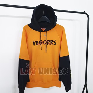 Áo hoodie phối cam đen