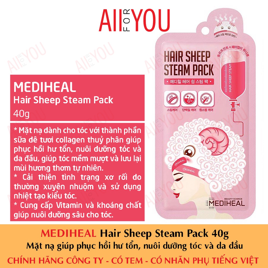 [MEDIHEAL VN] Mediheal Hair Sheep Steam Pack 40g - Mặt Nạ Giúp Phục Hồi, Nuôi Dưỡng Tóc Và Da Đầu.