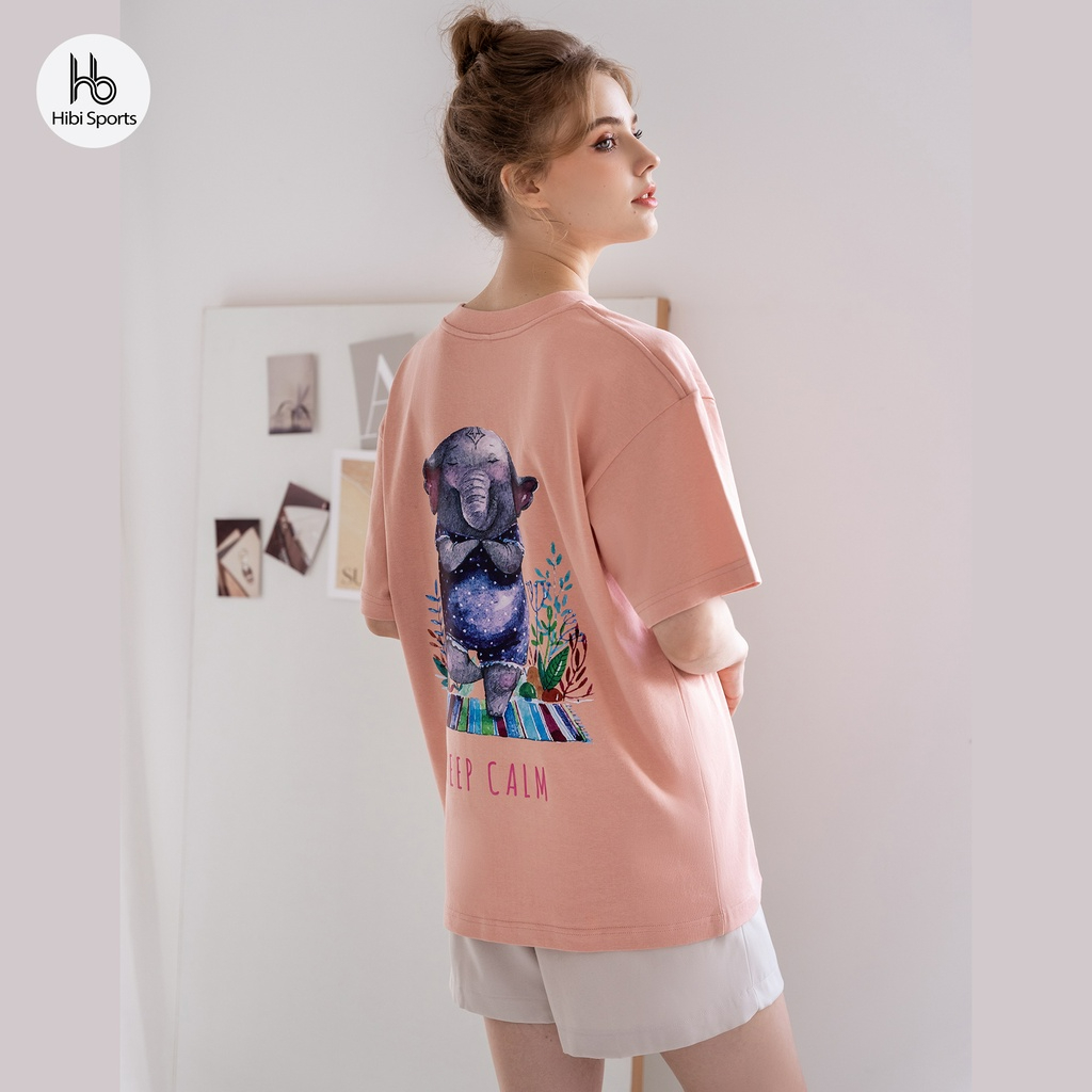 Áo thun tay lỡ Hibi Sports Voi Con KEEP CALM ST002 kiểu phông unisex nam nữ, vải cotton Premium, form oversize