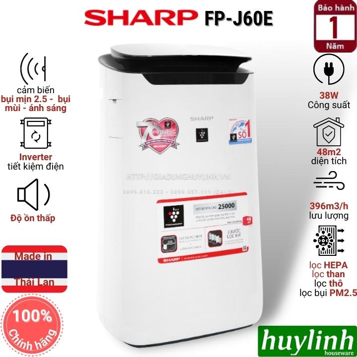 [Mã ELHAMS5 giảm 6% đơn 300K] Máy lọc không khí Sharp FP-J60E-W - 48m2 - Thái Lan