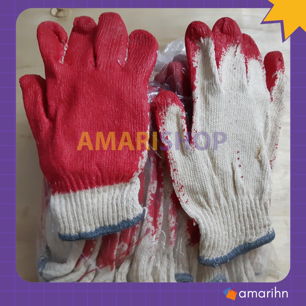 Túi 10 đôi găng sơn đỏ bảo hộ lao động hàng đẹp dày dặn