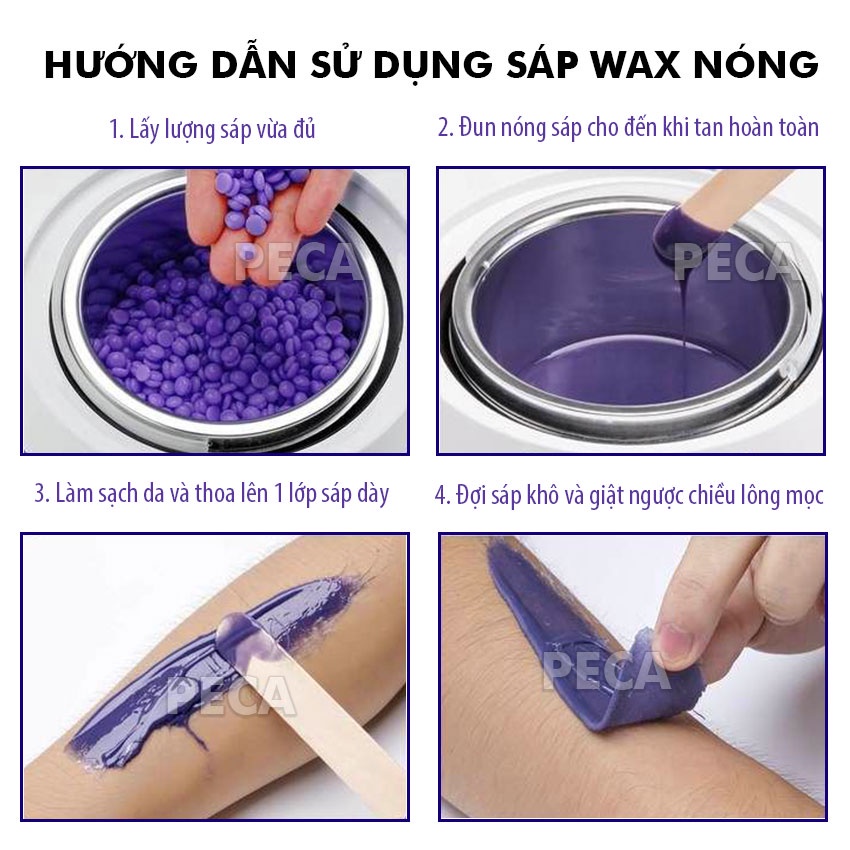 [500g] Wax Bean Sáp Wax Lông Ray Sạch Lông - Tặng que gỗ quét sáp wax - wax lông nách, wax lông bikini, wax lông chân