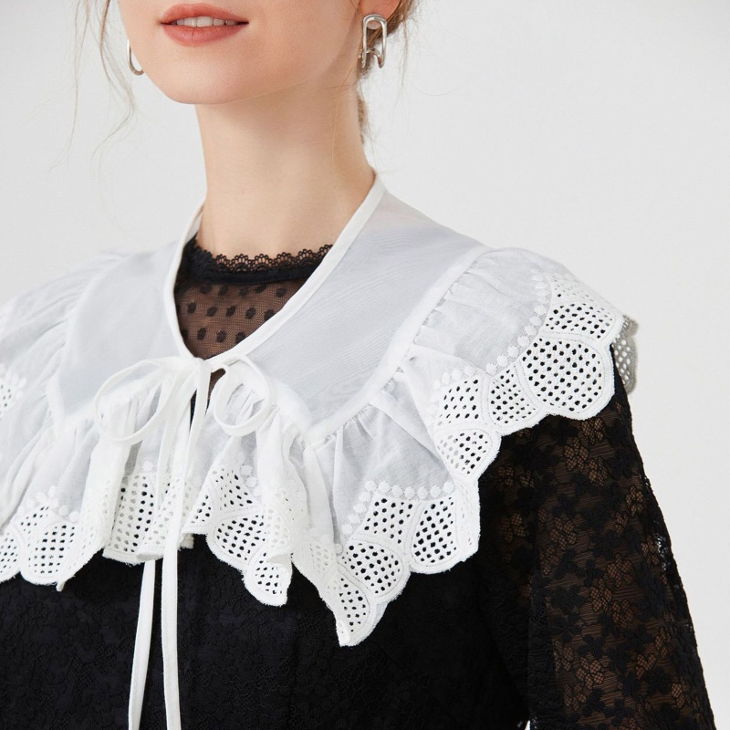 Cổ Áo Giả Thêu Họa Tiết Dickey Có Thể Tháo Rời Cho Nữ