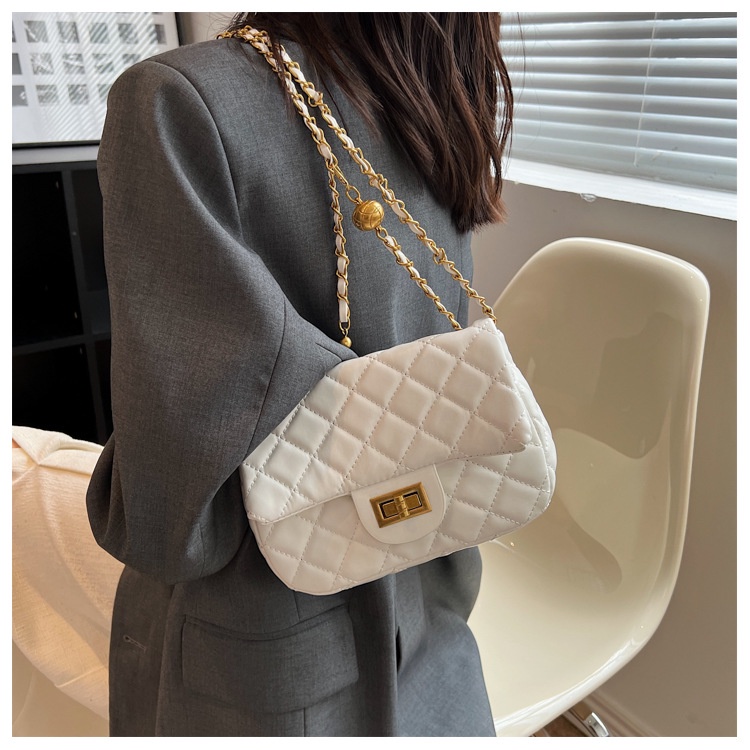 Túi đeo chéo JASMIN NOIR họa tiết caro phối dây xích thời trang cho nữ