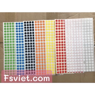 Combo 100 tờ decal tem tròn sticker nhiều màu đường kính 8mm - Giá siêu tốt