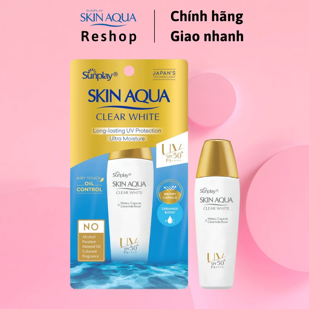 Sữa chống nắng dưỡng trắng cho da dầu Sunplay Skin Aqua Clear White SPF 50+, PA++++ 25g