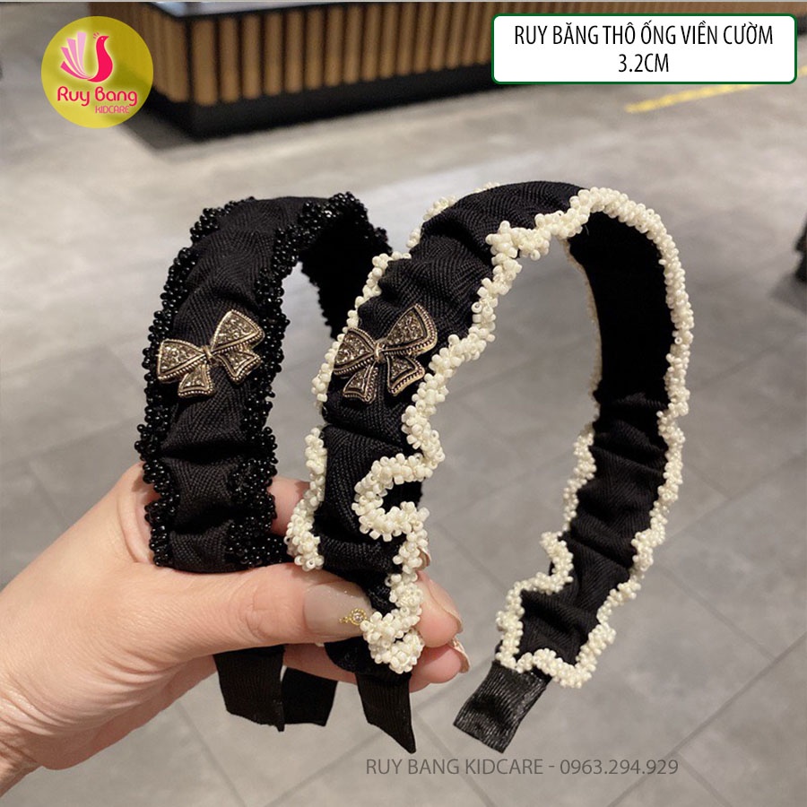Ruy băng thô ống viền cườm 3.2cm RB2222