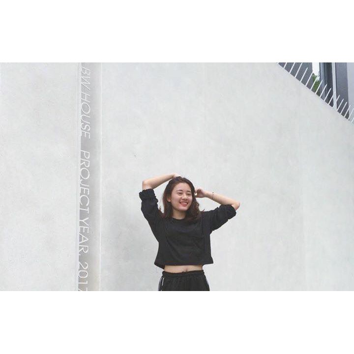 Áo len tăm croptop dáng suông