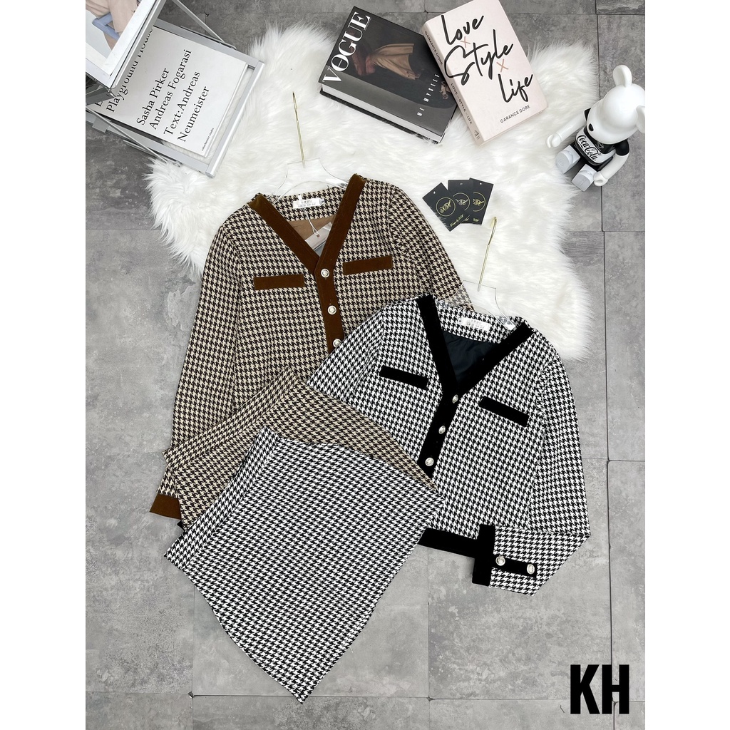 Set dạ họa tiết siêu xinh hai màu phong cách sang chảnh thu đông 2021 | BigBuy360 - bigbuy360.vn