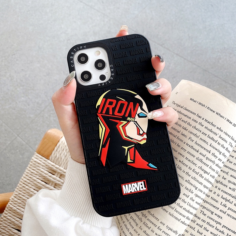 Ốp điện thoại silicone TPU mềm chống sốc in hình siêu anh hùng Marvel cho iPhone 11 12 13 7 8 6