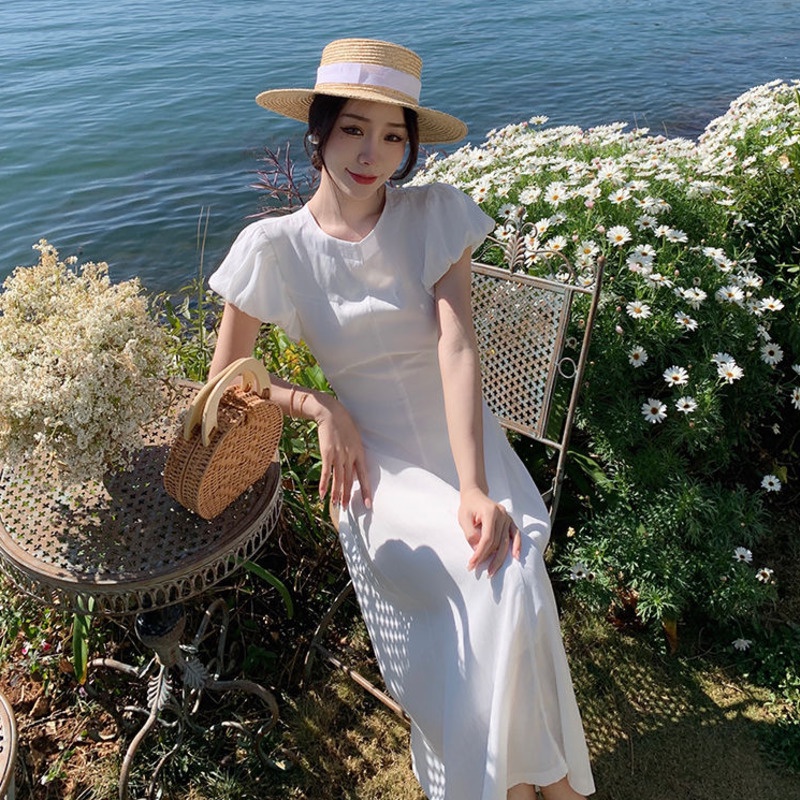 Đầm Tay Phồng Dáng Dài Thiết Kế Chiết Eo Nữ Tính