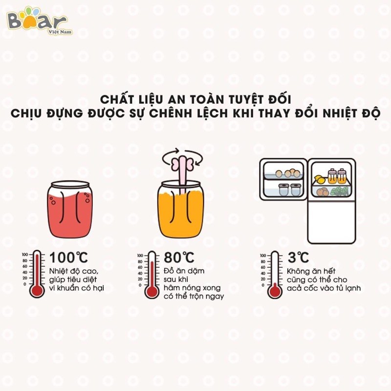 (Bản Quốc Tế) Máy xay đa năng Bear 3 cối thuỷ tinh cho bé ăn dặm GR-B03V1 LLJ-C04J1