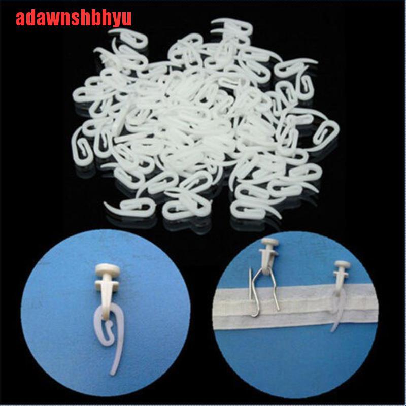 [adawnshbhyu]Plastic 100PCS White Plastic 6 shape Window Curtain Pleat Hooks Hanging Hooks