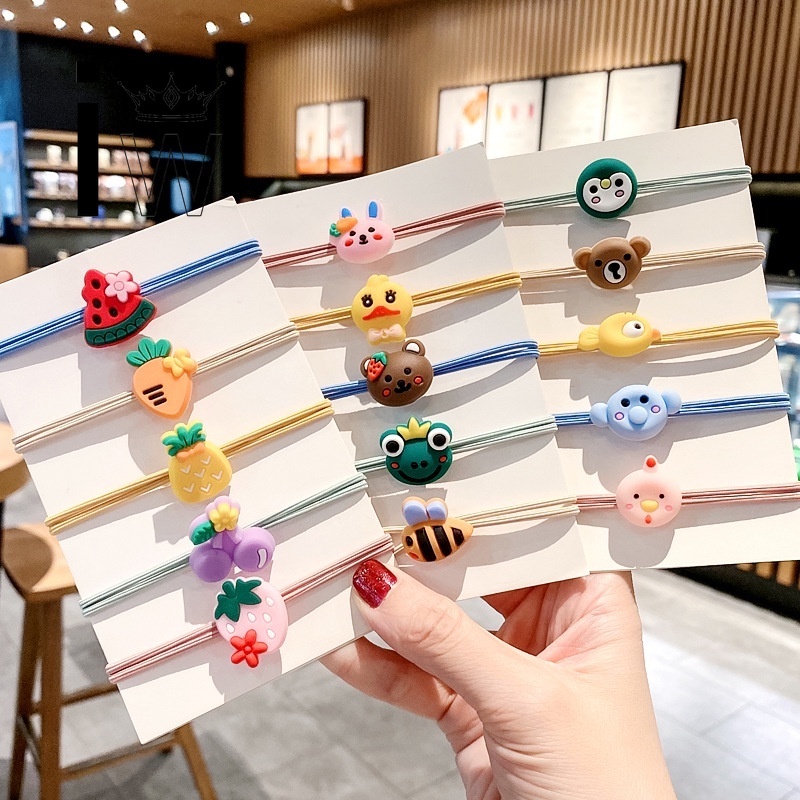 Dây buộc tóc trang trí hoa/gấu/trái cây đáng yêu