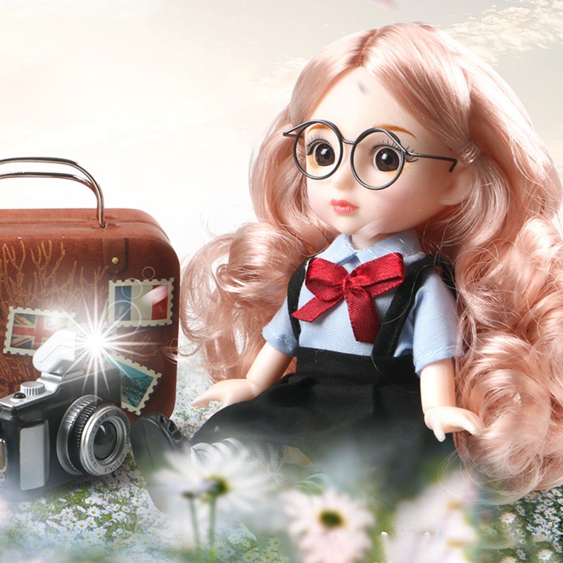 Bộ Búp Bê 6 inch Kèm Túi Đựng Hành Lý / Máy Ảnh Lấp Lánh Độc Đáo Trang Trí Tiệc Sinh Nhật / Giáng