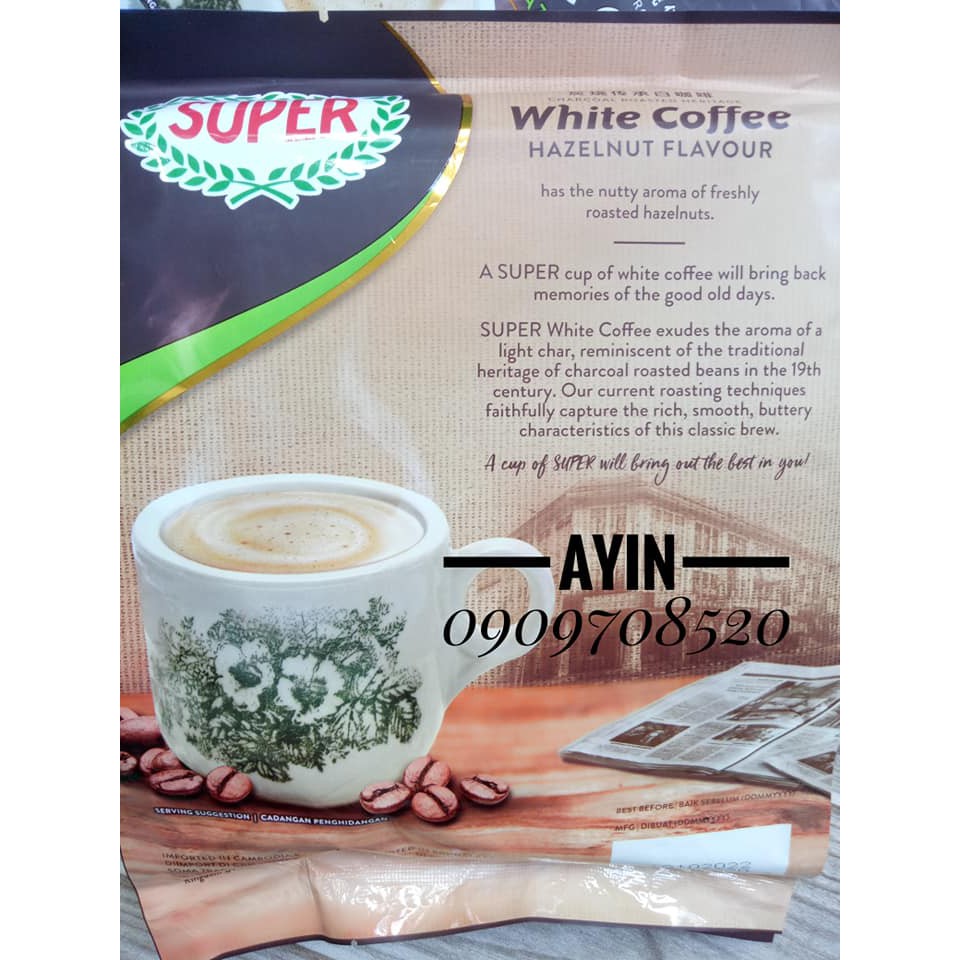 ( Bao Bì Mới ) Cà Phê Trắng Super Vị Hạt Dẻ - Super White Coffee Hazelnut Malaysia