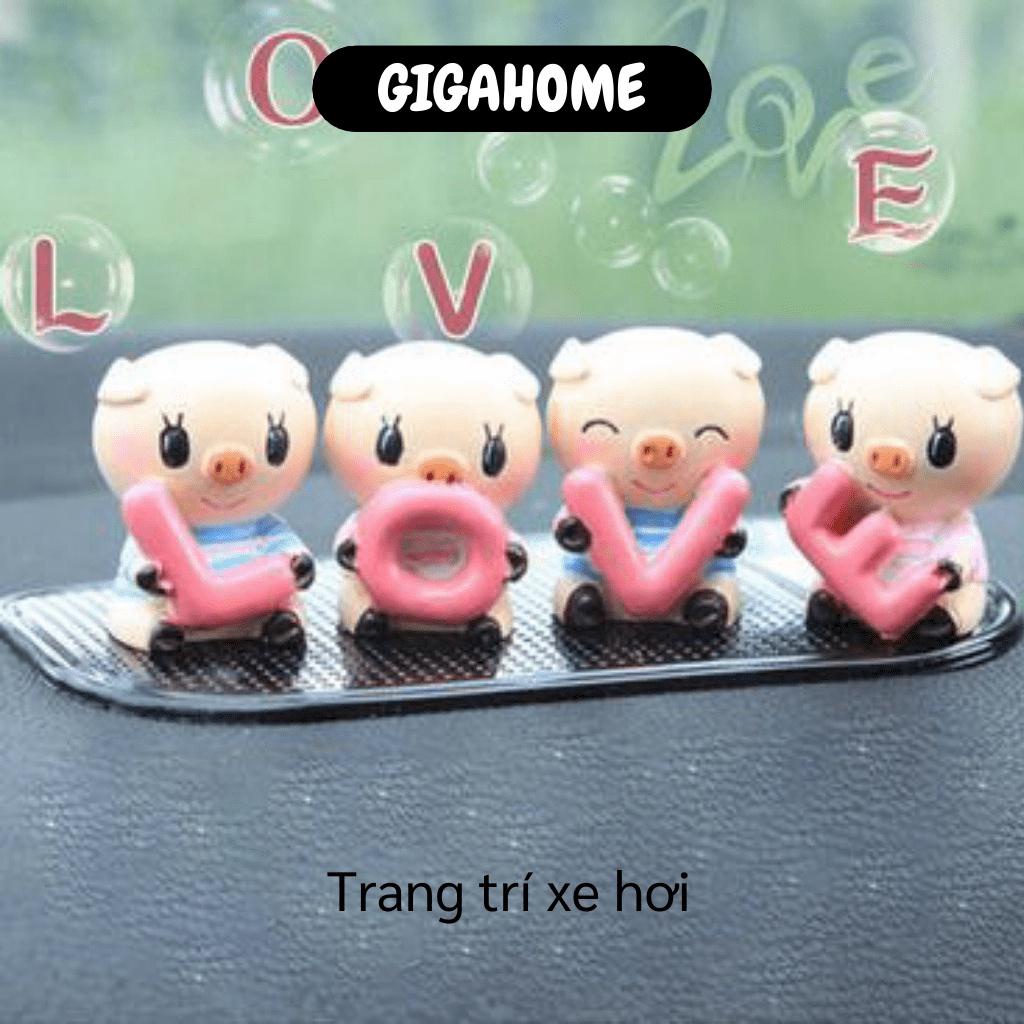 Bộ Tượng GIGAHOME Bộ 4 Tượng Trang Trí Xe Hơi, Bàn Làm Việc Xếp Hình Love Đáng Yêu 3728