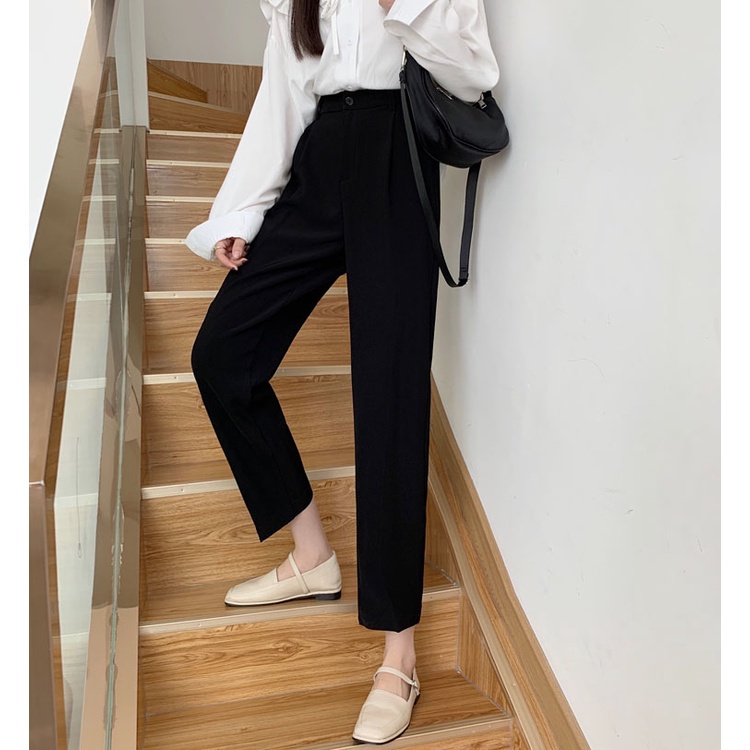 Quần dài lưng cao thiết kế mới thời trang mùa thu theo phong cách hàn quốc